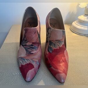 Flowered pastel leather John Fluevog pumps